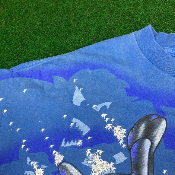 Vintage Looney Tunes Space Jam Shirt Mens XL Blue 1996 AOP Bugs Bunny 90s USA - Picture 6 of 16